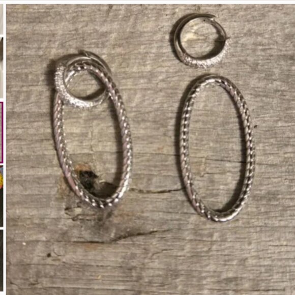 NWT Sterling Silver double dangling oval pendant earrings - Picture 5 of 7